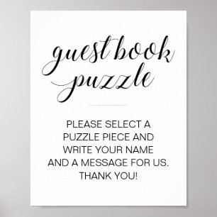 Elegant Guest Book Puzzle Weddenschap Poster