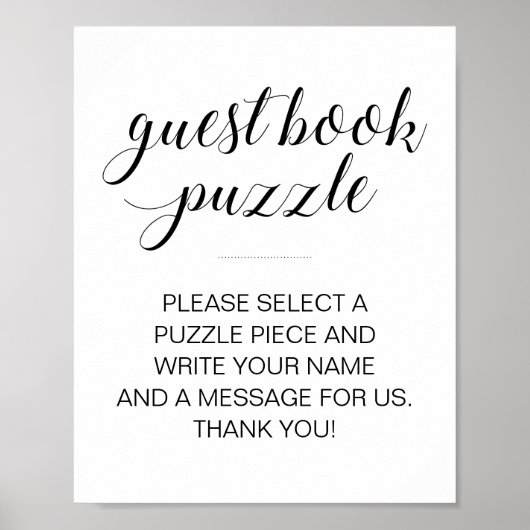 Elegant Guest Book Puzzle Weddenschap Poster (Voorkant)