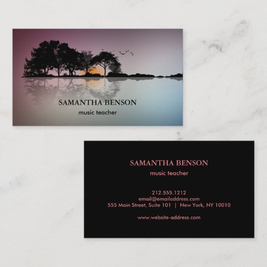 Elegant Guitar Lake Shadow Landscape Music Love Visitekaartje (Voorkant / Achterkant)