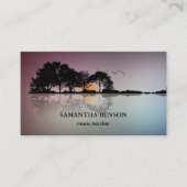 Elegant Guitar Lake Shadow Landscape Music Love Visitekaartje (Voorkant)