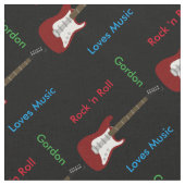 Elegant Guitar Print Fabric Stof (Close Up)