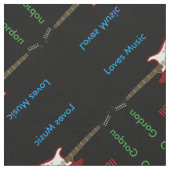 Elegant Guitar Print Fabric Stof (Close Up)