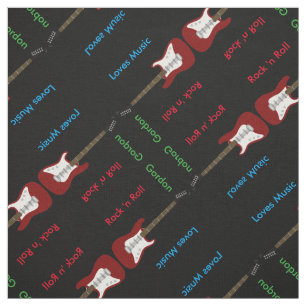 Elegant Guitar Print Fabric Stof