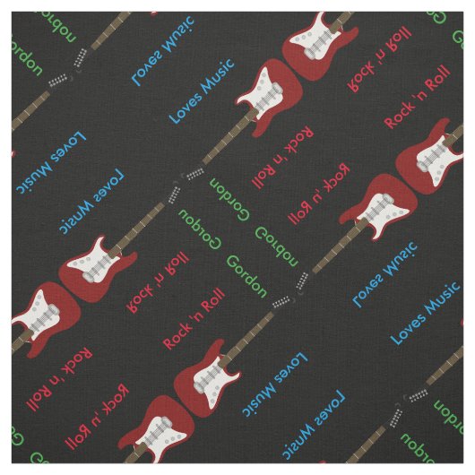 Elegant Guitar Print Fabric Stof (Swatch)