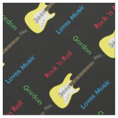 Elegant Guitar Print Fabric Stof (Close Up)