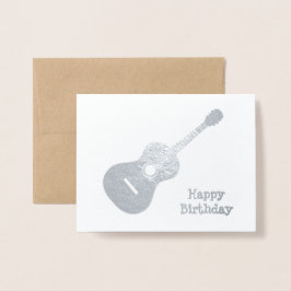 Elegant Guitar - Silver of Gold Motif voor muzikan Folie Kaarten