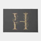 Elegant H Boho Floral Monogram Initiaal Goud Goud Deurmat (Voorkant)