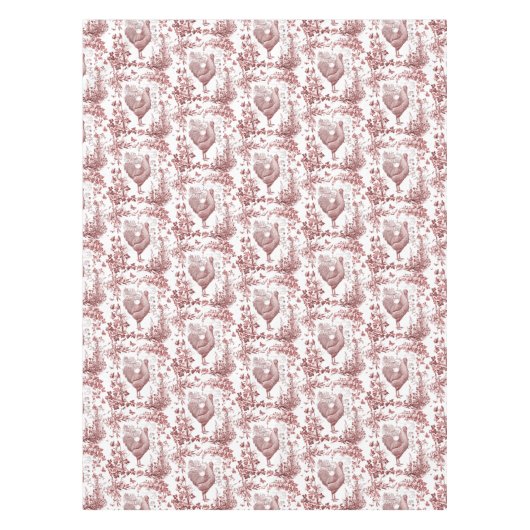 Elegant  haan rode bloemenkap tafelkleed (Voorkant)