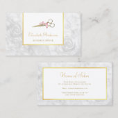 Elegant haar Salon Gouden Schaar Wit Rose Marmer Visitekaartje (Voorkant / Achterkant)