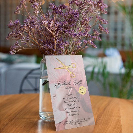 Elegant Haar Stylist Haar Gouden Schaar Chique Roz Flyer