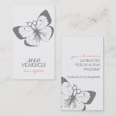 elegant haar stylist vlinderroze eenvoudig  visitekaartje (Voorkant / Achterkant)