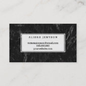 Elegant haarextensiemanuscript wit zwart marmer visitekaartje (Achterkant)