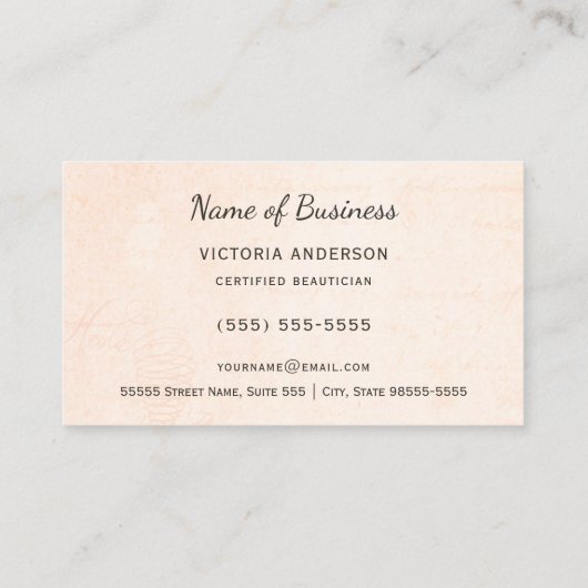 Elegant haarser met  kam en Rozen Visitekaartje (Achterkant)