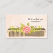 Elegant haarser met  kam en Rozen Visitekaartje (Voorkant)