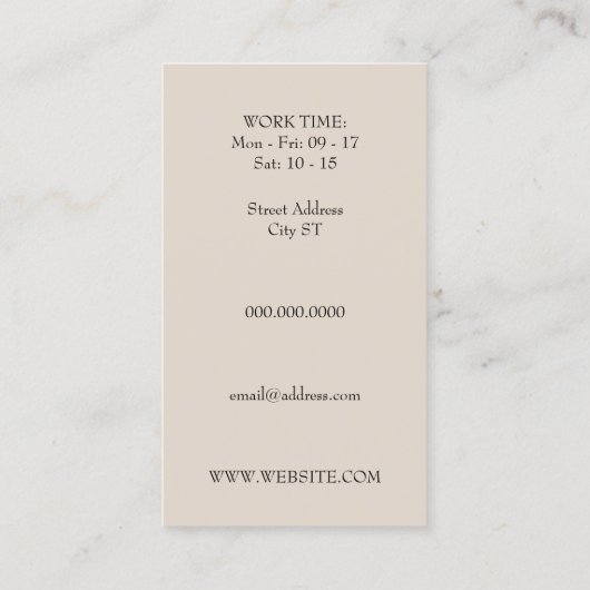 Elegant haarstijl visitekaartje (Achterkant)