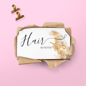 Elegant Haarstylist Haar Gouden Schaar Zwart Wit Visitekaartje