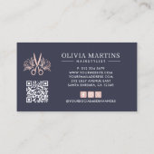 Elegant Haarstylist Petal & Charcoal QR Code Logo Visitekaartje (Achterkant)