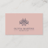 Elegant Haarstylist Petal & Charcoal QR Code Logo Visitekaartje (Voorkant)