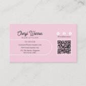 Elegant Haarstylist Script Roze Minimal QR Code Visitekaartje (Voorkant)