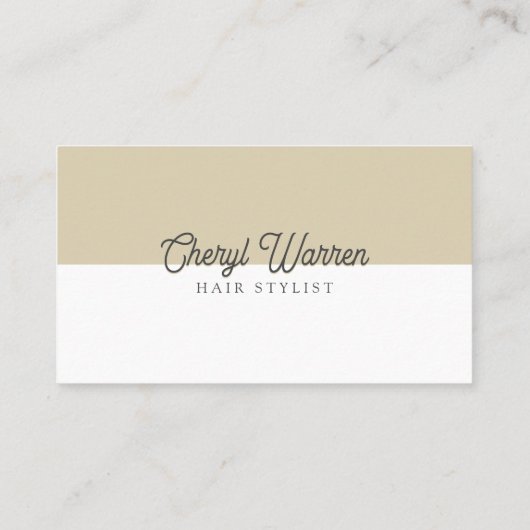 Elegant Haarstylist Script Wit & Biege minimaal Klantenkaartje (Achterkant)