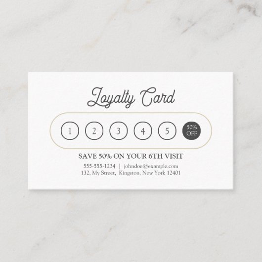 Elegant Haarstylist Script Wit & Biege minimaal Klantenkaartje (Voorkant)