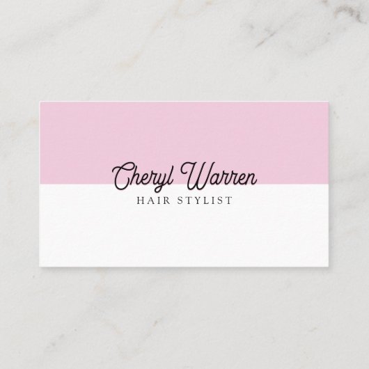 Elegant Haarstylist Script Wit & Roze Minimaal Visitekaartje (Achterkant)
