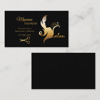 Elegant Haarstylist zwart/gouden haarsilhouet Visitekaartje