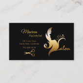Elegant Haarstylist zwart/gouden haarsilhouet Visitekaartje (Voorkant)