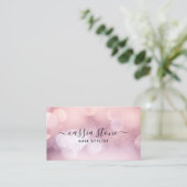 Elegant Hair Makeup Feminine Pink Bokeh Script Visitekaartje (Staand voorkant)