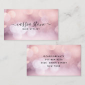 Elegant Hair Makeup Feminine Pink Bokeh Script Visitekaartje (Voorkant / Achterkant)