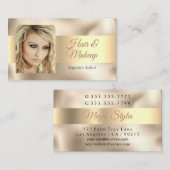 Elegant Hair & Makeup Salon, DIY Name & Info, Gold Visitekaartje (Voorkant / Achterkant)