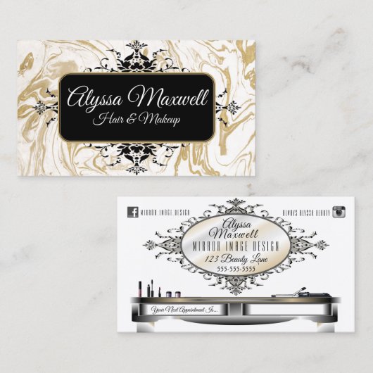 Elegant Hair & Makeup Visitekaartje Afsprakenkaartje (Voorkant / Achterkant)