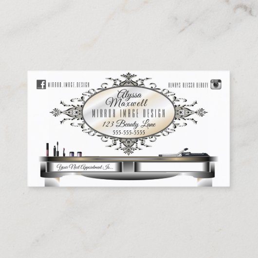 Elegant Hair & Makeup Visitekaartje Afsprakenkaartje (Achterkant)