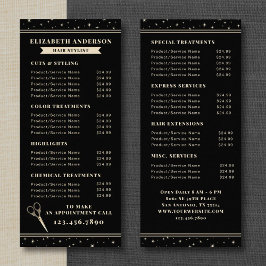 Elegant Hair Salon Black Price List Reclamekaart