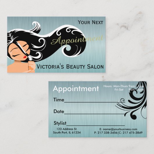 Elegant Hair Stylist Appointkaarten Afsprakenkaartje (Voorkant / Achterkant)