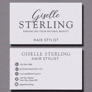 Elegant Hair Stylist Paarse Lila Script Visitekaartje