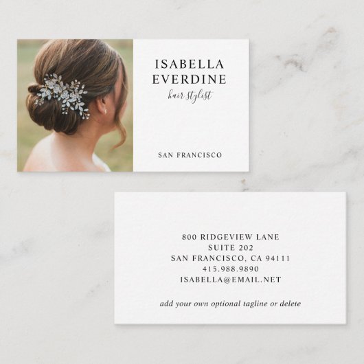 Elegant Hair Stylist Photo Visitekaartje (Voorkant / Achterkant)