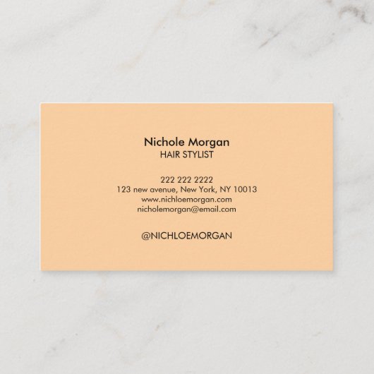 Elegant Hair stylist script orange Visitekaartje (Achterkant)