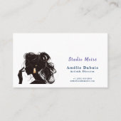 Elegant Hair Stylist Studio Moire QR Code Visitekaartje (Voorkant)