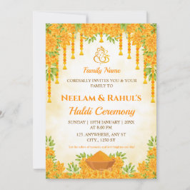 Elegant Haldi Ceremony Invitation Kaart