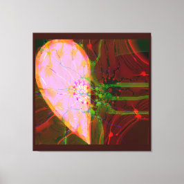 Elegant Half Hart Abstract Art Roze Groen Rood Canvas Afdruk