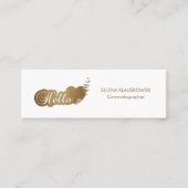 Elegant Hallo | Modern Heart Gold Glitter Mini Visitekaartje (Voorkant)