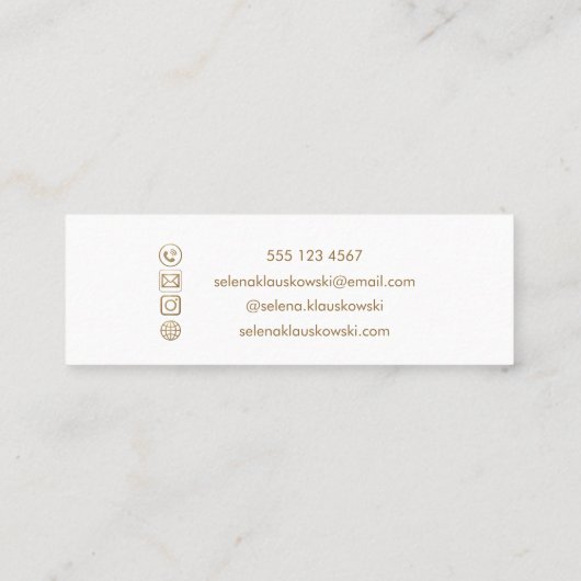 Elegant Hallo | Modern Heart Gold Glitter Mini Visitekaartje (Achterkant)