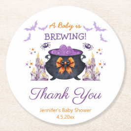 Elegant Halloween baby shower brouwen dank u Ronde Kartonnen Onderzetter