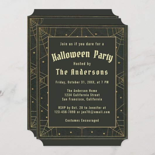 Elegant Halloween Black Gold kobastrars Kaart (Voorkant / Achterkant)