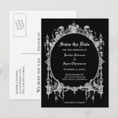 Elegant halloween bruiloft, behalve het date brief aankondigingskaart (Voorkant / Achterkant)