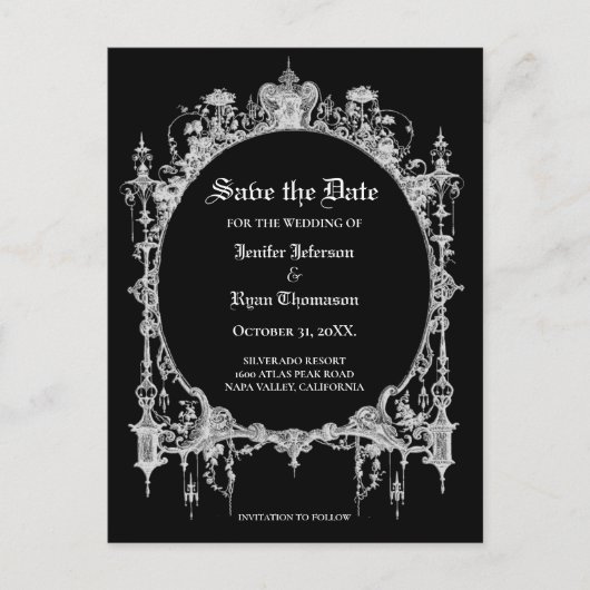 Elegant halloween bruiloft, behalve het date brief aankondigingskaart (Voorkant)