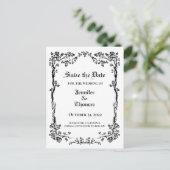 Elegant halloween bruiloft, behalve het date brief aankondigingskaart (Staand voorkant)