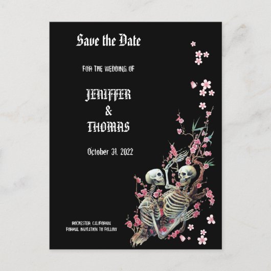 Elegant halloween bruiloft, behalve het date brief aankondigingskaart (Voorkant)