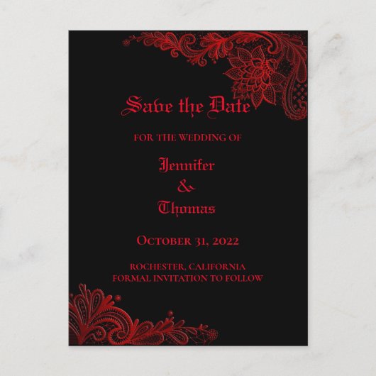 Elegant halloween bruiloft, behalve het date brief aankondigingskaart (Voorkant)